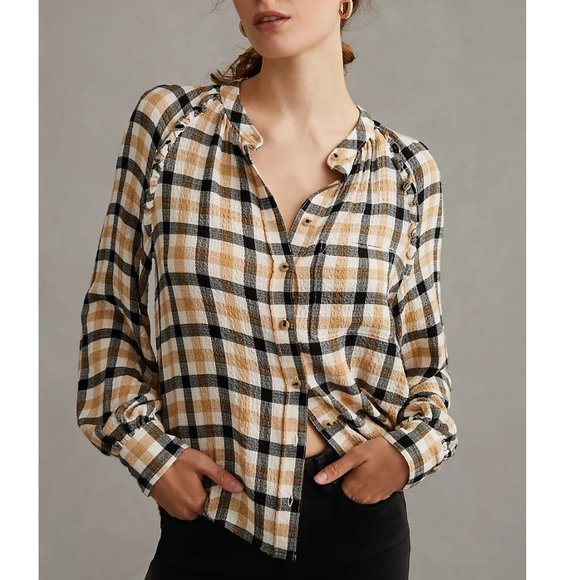 Anthropologie Pilcro Plaid Buttondown Top - 1X - Picture 2 of 12